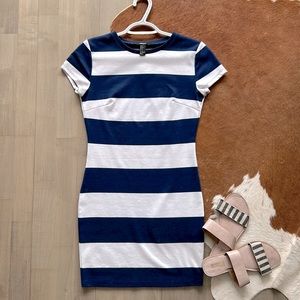 Navy and white horizontal stripped Forever 21 Small dress